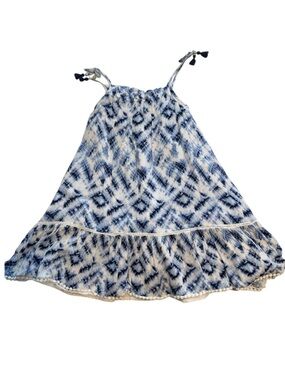 Tommy Bahama Blue and White Tie-Dye Sundress with Tassel Straps